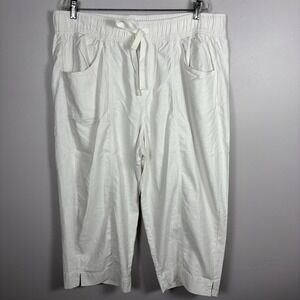 Lane Bryant Women's 18/20 White Mid Rise Elastic Waist Soft Slub Capri Pants NWT